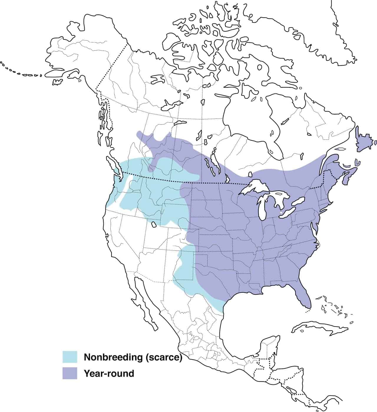 Mapa de distribución del arrendajo azul