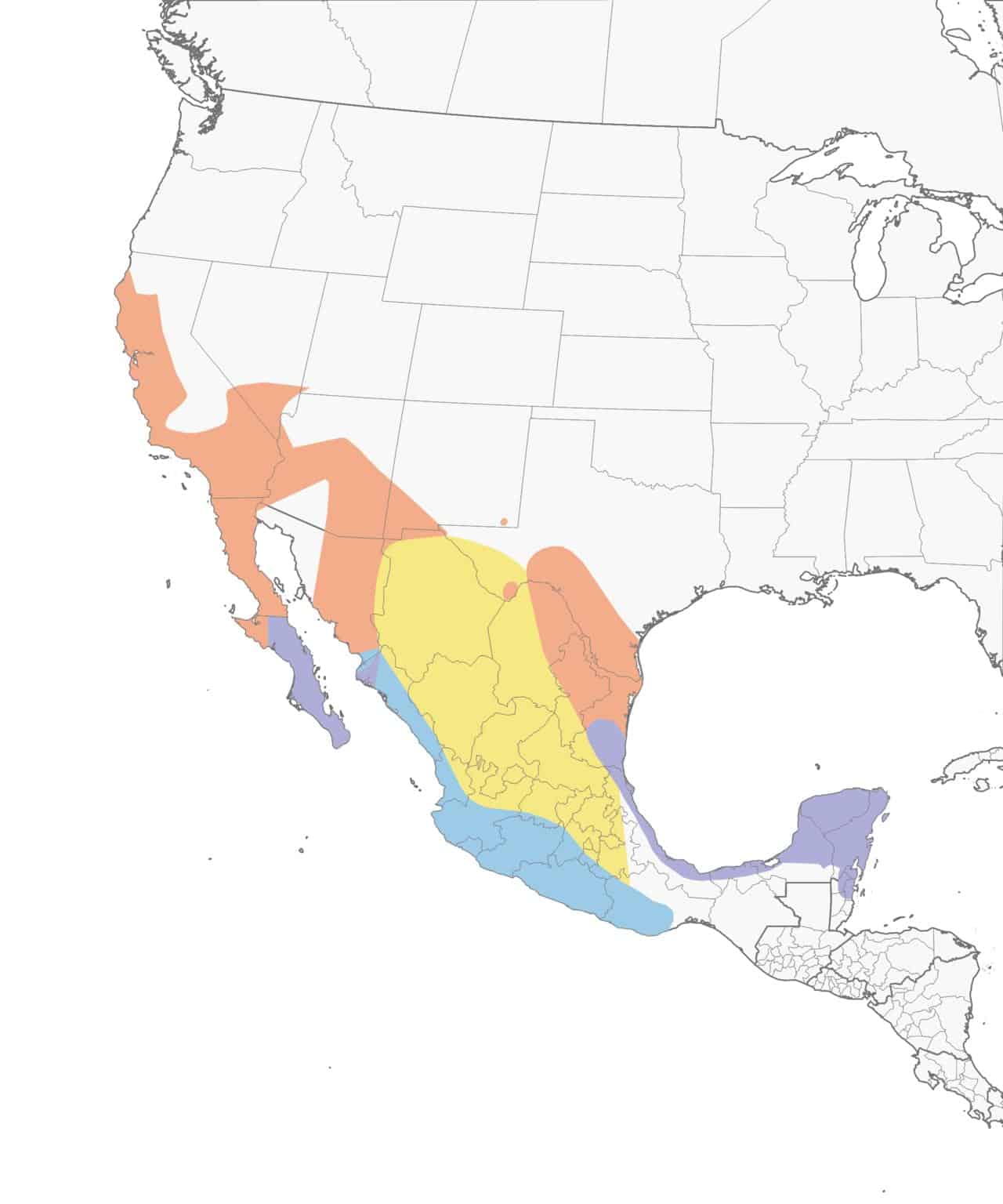 Mapa de distribución de la oropéndola encapuchada
