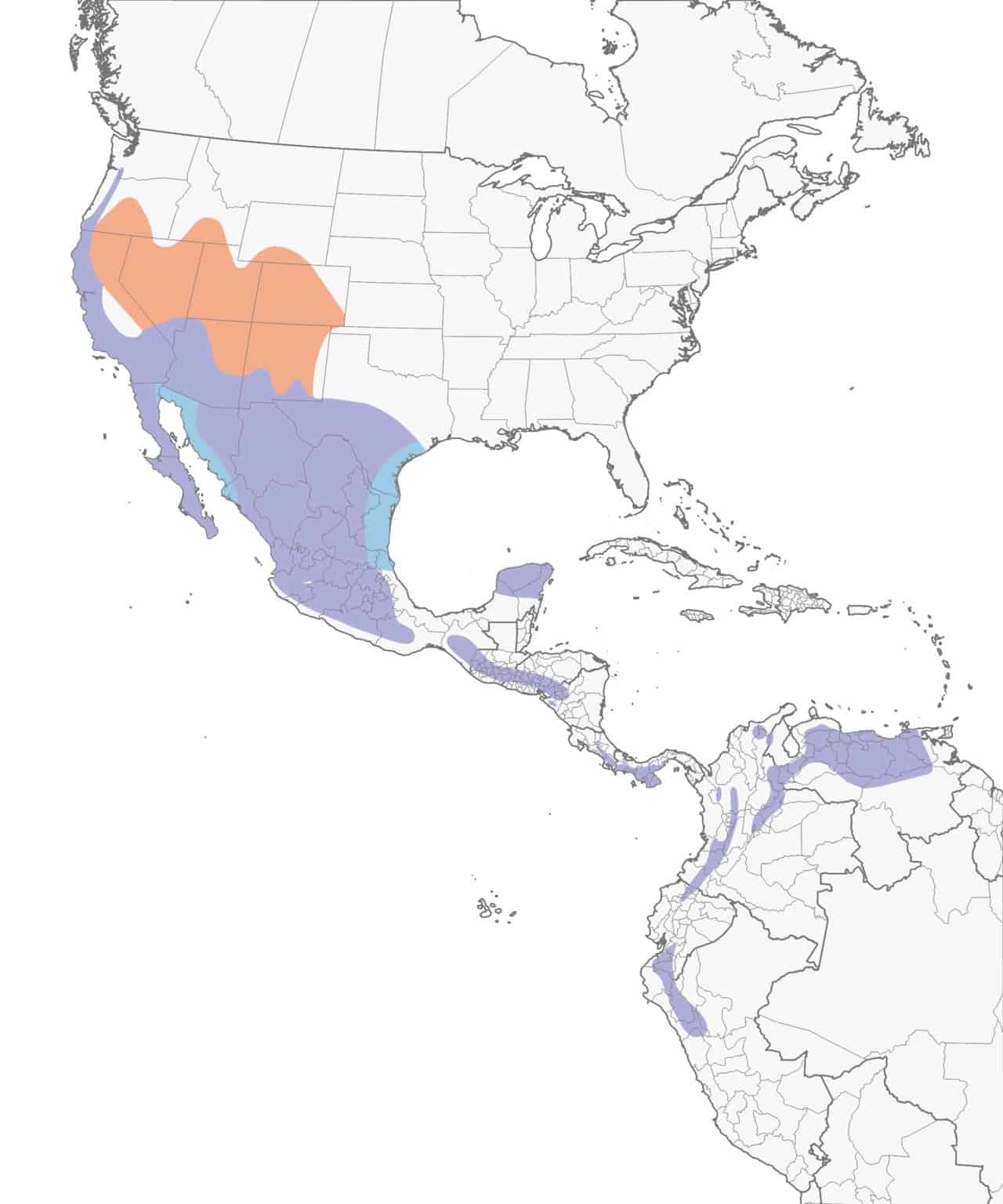 Mapa de distribución del jilguero menor.